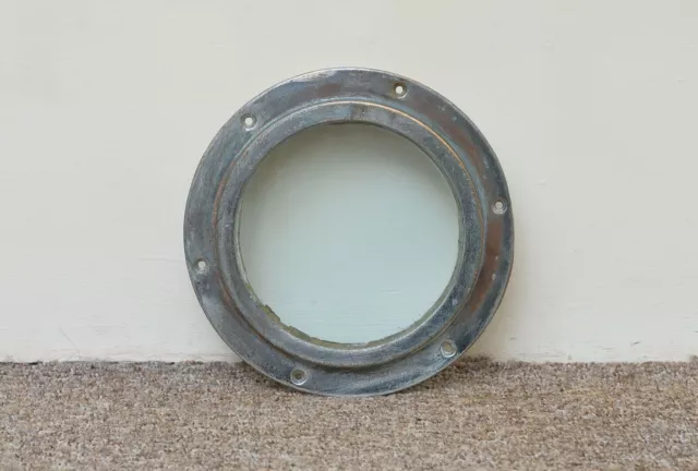 Antique porthole old brass bronze / chrome plated  boat ship 21.8 cm / 2.2 kg