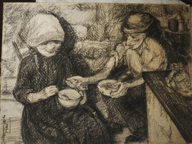 Disegno Carboncino Matita Giuseppe Scognamiglio (Portici 1901-1985)