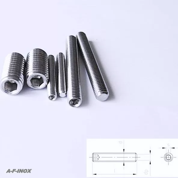 Perni filettati DIN 913 acciaio inox VA ISK M2 M3 M4 M6 M12 grani con esagon inox