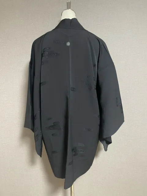 Japanese kimono Haori Black Robe Made in Japan Vintage Kforward 102