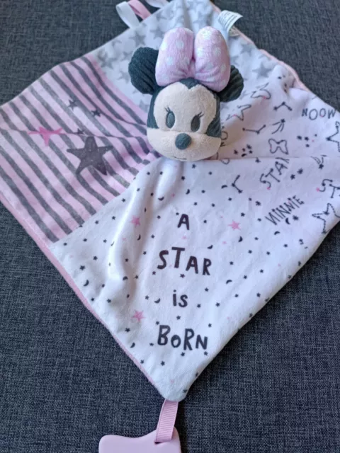 🌟Doudou plat Minnie Mouse rose blanc A Star is born DISNEY BABY Clementoni