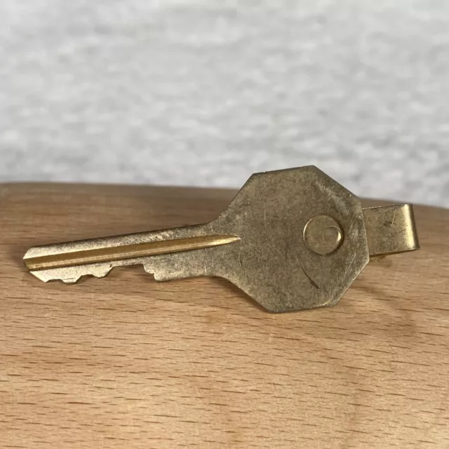 Key Tie Clip, Ilco Key, Vintage Brass Tie Clip, Key Jewelry, Men's VTG Tie Clasp