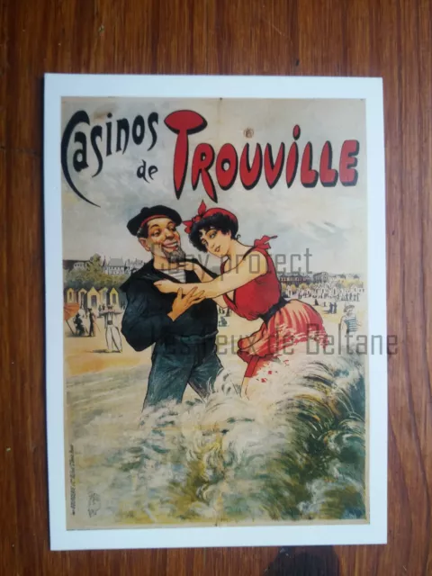 Affiche MAURICE MILLIERE CASINOS DE TROUVILLE 1900 repro  carte postale postcard