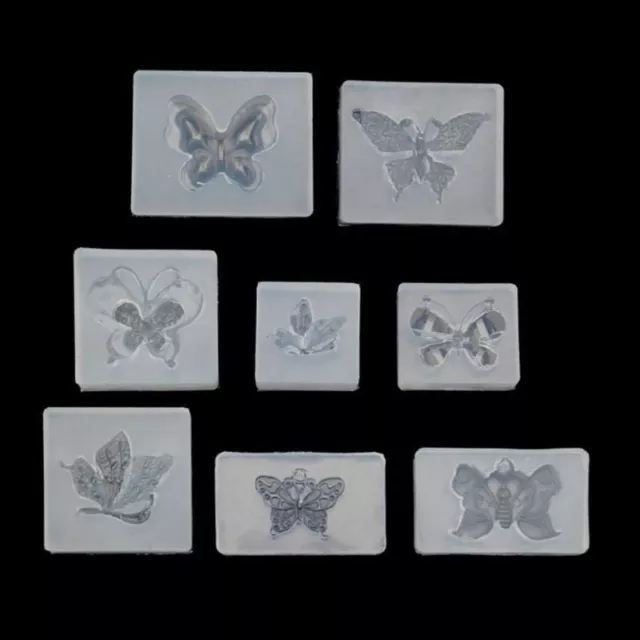 8 Pcs Glossy Butterfly-shape Necklace Silicone Epoxy Resin Molds DIY Ornament