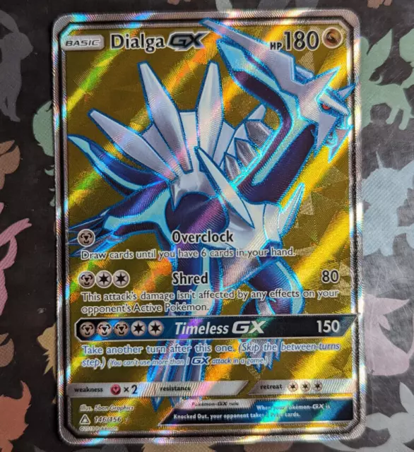 Dialga GX 146/156 Vollkunst Sonne & Mond Ultra Prisma Pokémon-Karte fast neuwertig