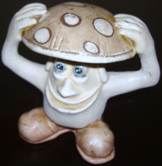 THUN, Fungo Ronnie con Funghetto in Ceramica Decorata a Mano, Linea Racconti d'Autunno, 8.8x6x9