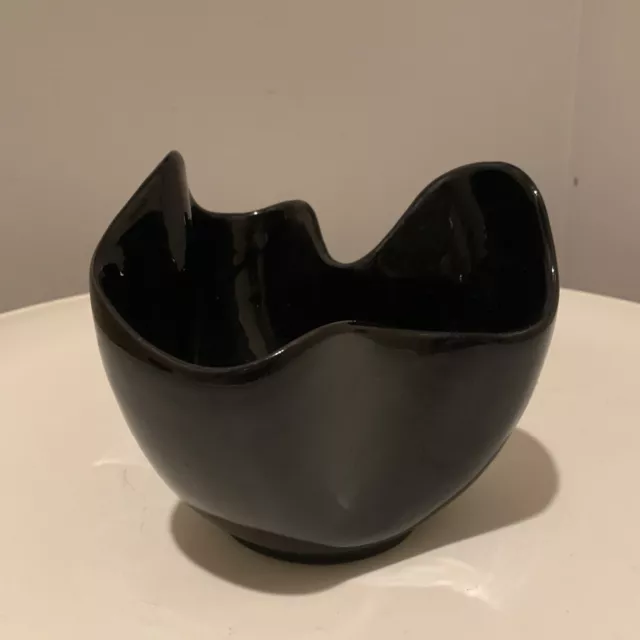 Vtg Freeform Frankoma Sculptural Vase Bowl Black MCM Planter F29 Pottery