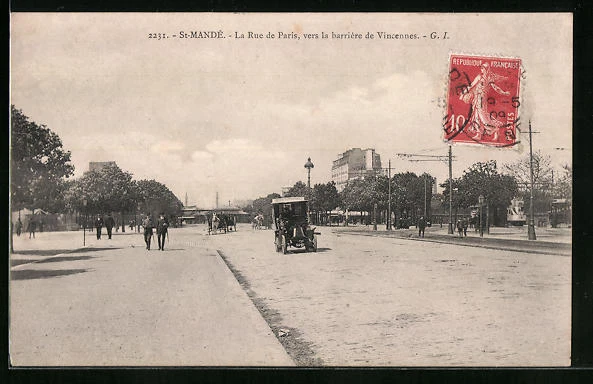CPA Saint-Mande, La Rue de Paris, vers la barriere de Vincennes 1909