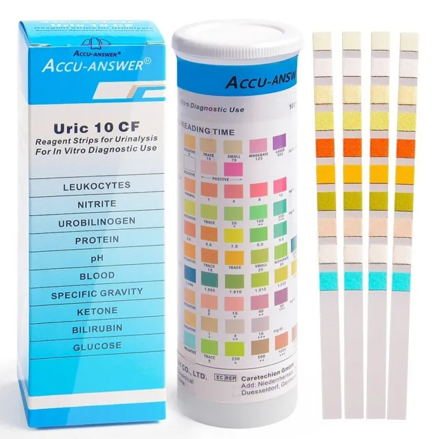 100x Urine Test Strips for Urinalysis 10 Parameter Tests for Ketosis, pH&more