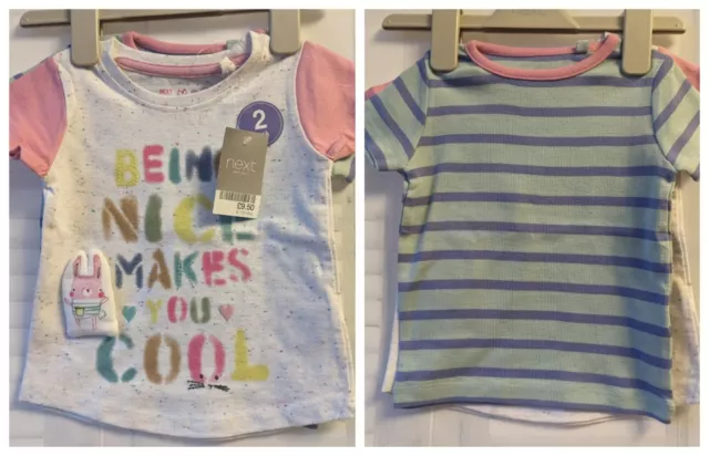 Next Tops T-Shirts SWEET PEA RANGE 2er-Pack Alter Mädchen 3-6 9-12 Monate neu mit Etikett