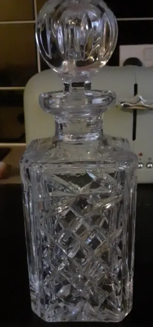 Vintage 1 Pint Hand Cut Crystal Whisky Decanter With Glass Stopper