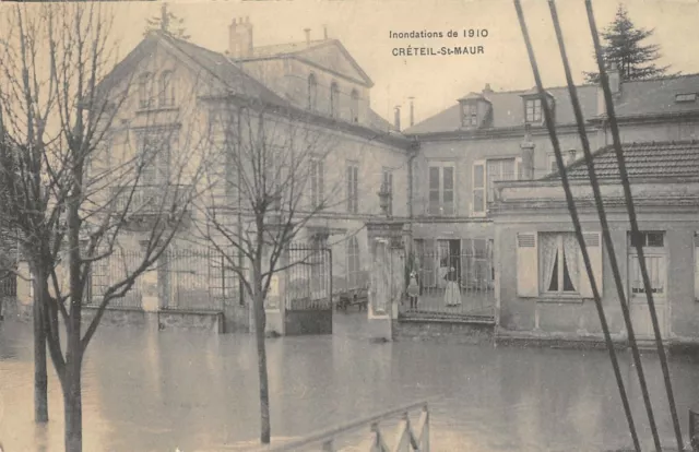 Cpa 94 Creteil Saint Maur Inondations 1910