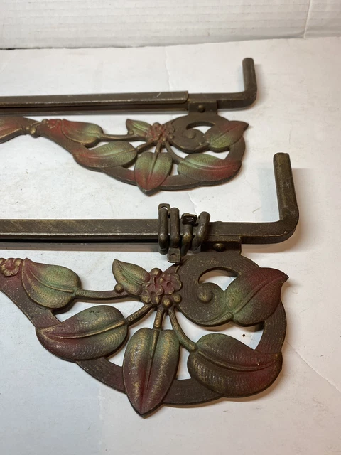 Vintage Lot Of 2 Art Deco Swing Arm Extending Curtain Drape Rods 2