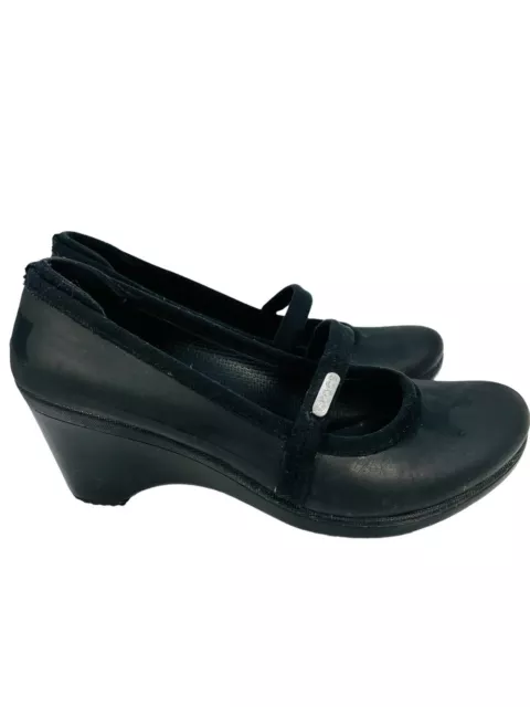 Crocs Casey Mary Jane Wedge Heels Size 6 Black