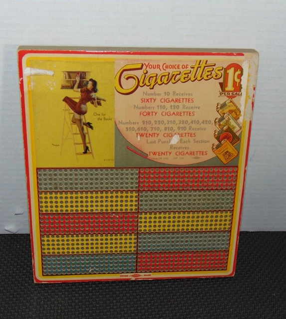 Vintage Punch Board 1 cent Cigarette Game Trade Stimulator Gambling Unpunched -1