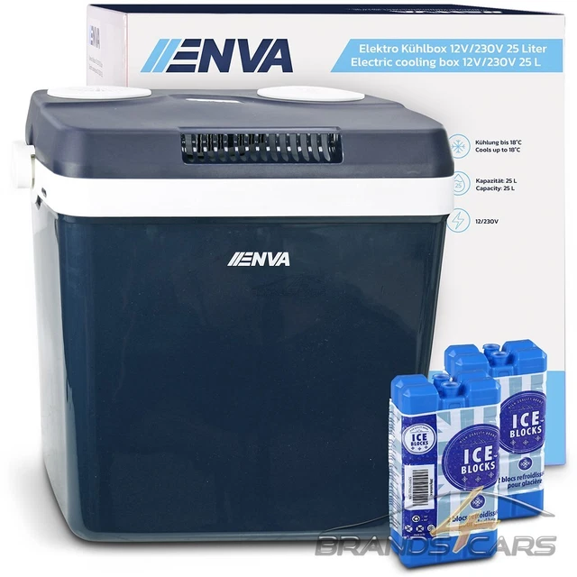 ENVA 25L KÜHLBOX KÜHLSCHRANK THERMOELEKTRISCHE WARMHALTEBOX INKL 4x KÜHLAKKU