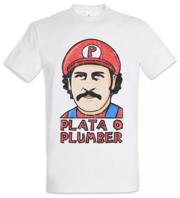 T-shirt argento o idraulico Pablo Narcos giochi divertenti gioco geek nerd piombo