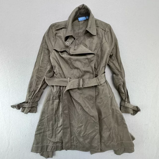 Simply Vera Wang Jacket Womens Medium Trench Coat Brown Belted