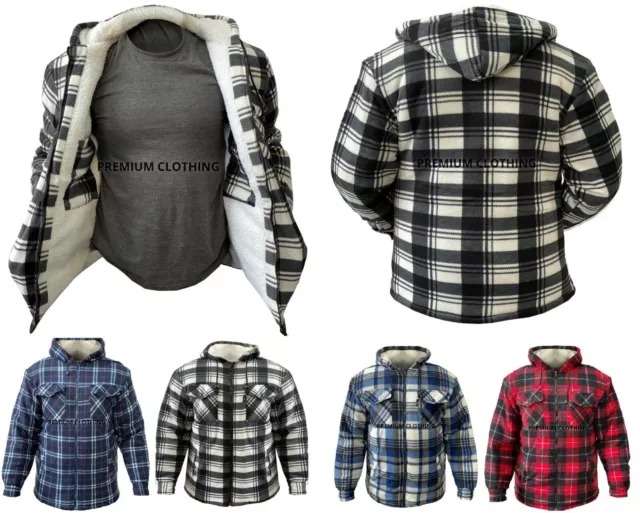 EX STORE Mens EXTRA Thick Hooded Fur Sherpa Fleece LUMBER Jackets Thermal Warm