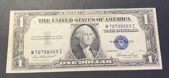 1935-E United States Dollar Currency $1 Silver Certificate