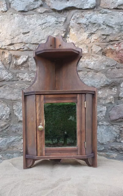 Lovely 19th Century Mahogany Apothecary Hanging 2 Tiered Mirrored Corner Cabinet