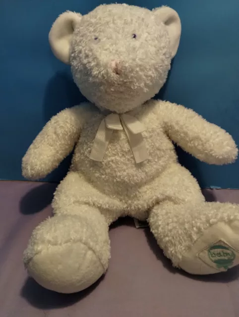 ❤️Russ Baby White Teddy Bear Rattle Foot 14” Plush Stuffed Animal❤️