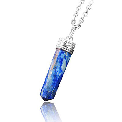 Lapis Lazuli Crystal Chakra Pendant Pencil Cap Sterling Silver Necklace Heal