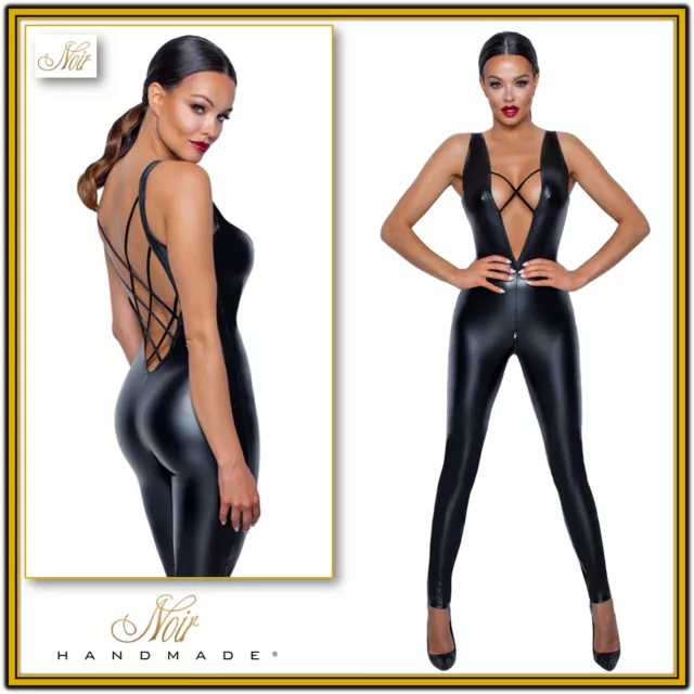 Tuta senza maniche Powernet Jumpsuit Noir Zip sul cavallo Fetish Donna Lingerie