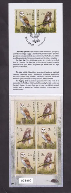 Lithuania Litauen 2014 Birds Owls Red Book Booklet MNH Auflage: 5000 Heftchen