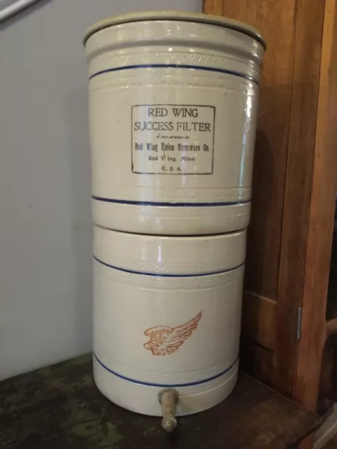 RED WING STONEWARE 4 Gallon Sucess Filter ICE WATER COOLER W/lid