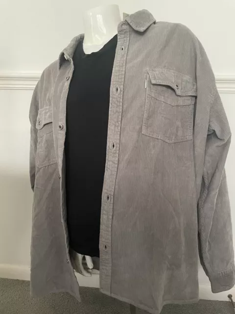 Levis Mens 3XL Overshirt Loose Shirt Grey Corduroy Worker Western Long Sleeve