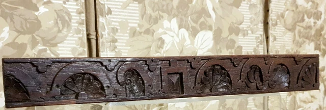 17 th C Flower scroll wood carving pediment Antique french architectural salvage