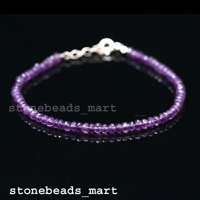 Véritable Améthyste Haut Qualité Rondelle 4mm Perlé Bracelet / de Cheville