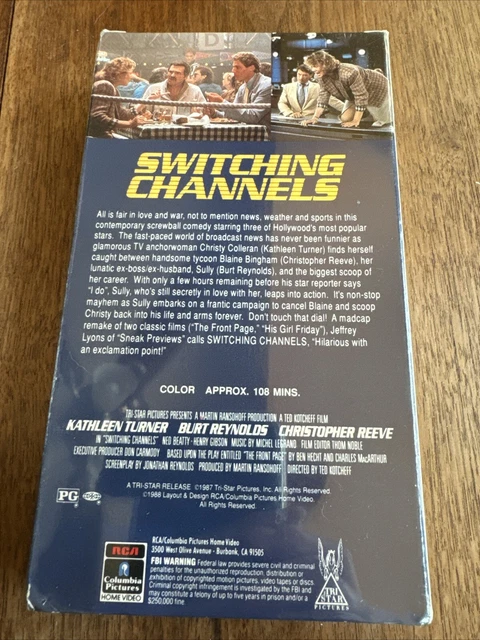 SWITCHING CHANNELS VHS (Burt Reynolds and Christopher Reeve) 1988 NEW ...