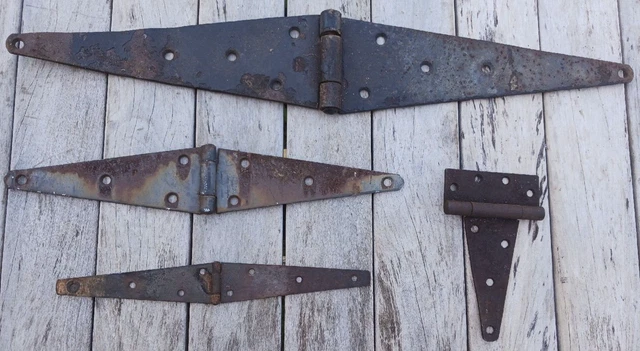 4 Vintage Barn Door Strap Hinges 25"L, 15 3/8"L, 11 3/4"L & 6 1/2"L T Hinge