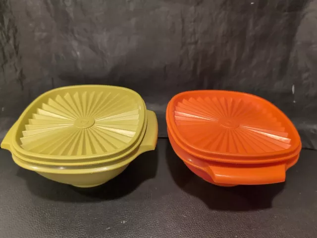 Tupperware Servalier Bowl Avocado Green, Orange  Set Of 2 #840