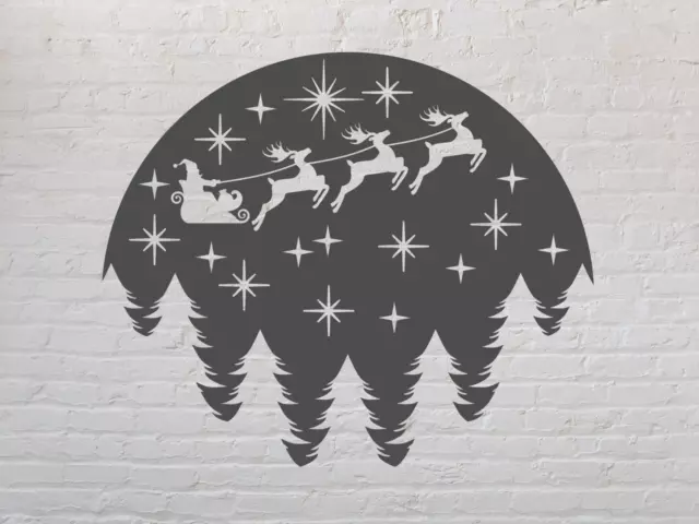 Weihnachtsszene, Fensterkunst Wandtattoo Weihnachtsmann Rentier