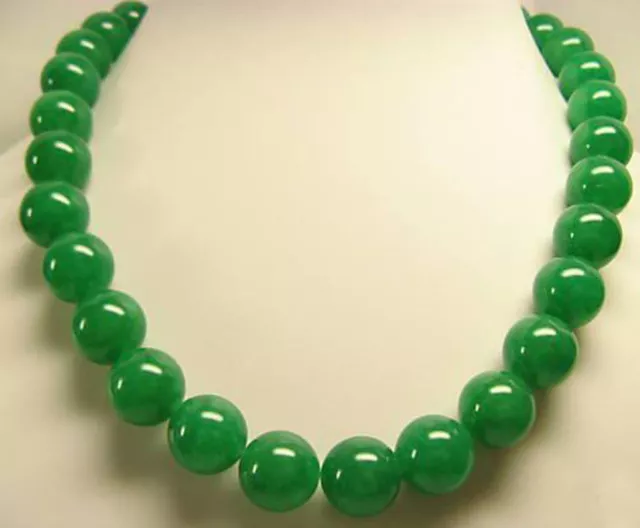 Collier perles rondes 18" 25" 36" 50"6mm 8mm 10mm 12mm 14mm vrai vert jade 3