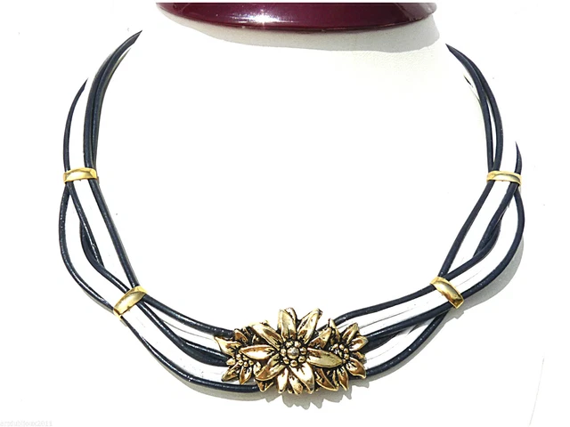 Collier Ras Du Cou Lanvin Germany - Alliage Doré Avec Strass Et Cabochon Noir, Occasion Bon état