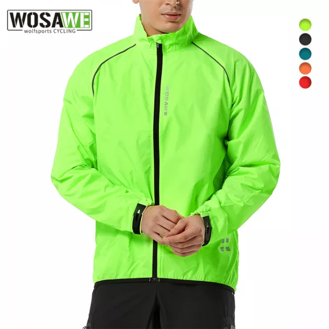 WOSAWE Cycling Jacket Windbreaker Hi-viz Sport Bike Rain Coat MTB Racing Outwear