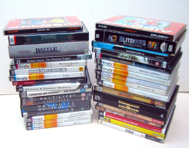 Job lot of 30+ PC CD-ROM video games - untested unsorted