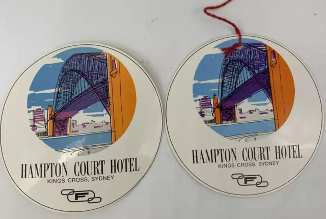 Vintage Hampton Court Hotel Kings Cross Sydney Australia Luggage Tag & Label New