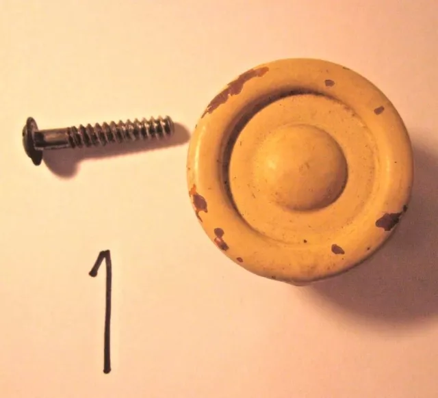 Colonial Pull Knob Shabby Wood 1-3/4" Cabinet Dresser Door Drawer Salvage 1 Vtg