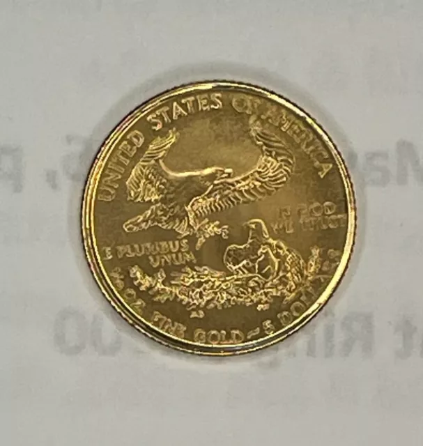 1999 American $5 Gold Eagle 1/10 oz Gold BU 2