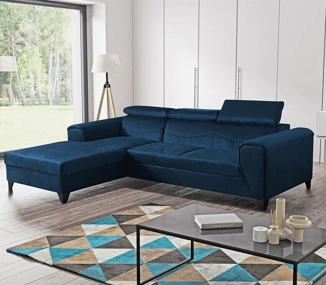 LSHAPED CORNER SOFA Bed with Storage Container Sleep Function Springs