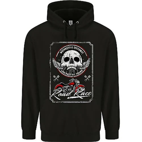 Motorcycle Road Race Biker Motorbike Skull Childrens Kids Hoodie