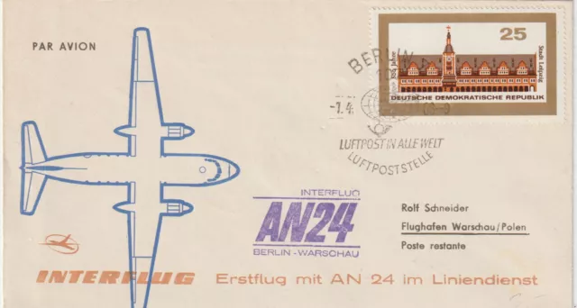 DDR  1 FLUG #  nach  WARSCHAU     #    von   1966 ; bitte ansehen