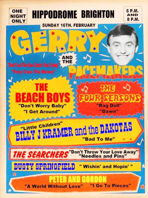 The Beach Boys / Gerry Pacemakers Brighton 16" x 12" Photo Repro Concert Poster