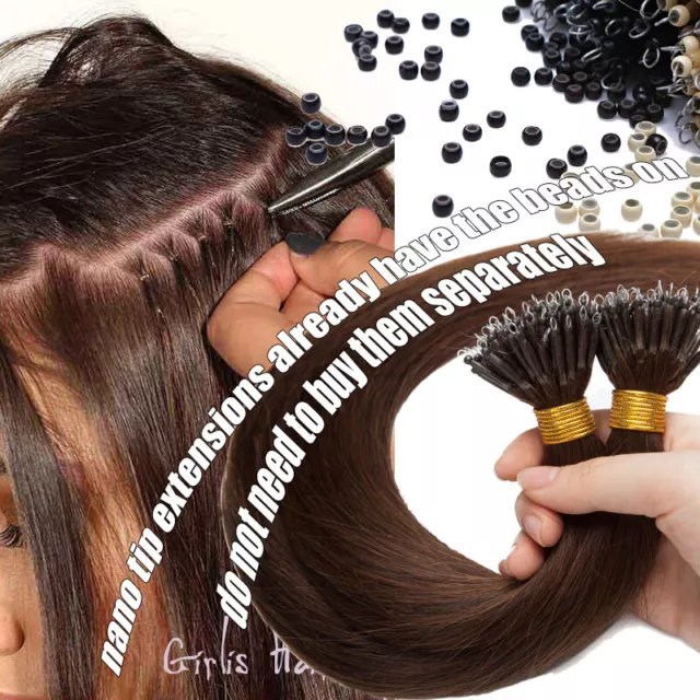 Thick Russian Nano Ring Loop Human Remy Hair Tip Micro Bead Hair Extensions 1g/s 3