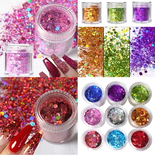 Chunky Glitter Mixed Holographic Mix Face Body Cosmetic Sequins Sparkly Nail R 2